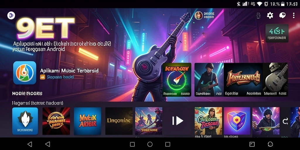 Tampilan utama <strong>9ET</strong> dengan berbagai pilihan lagu menarik.