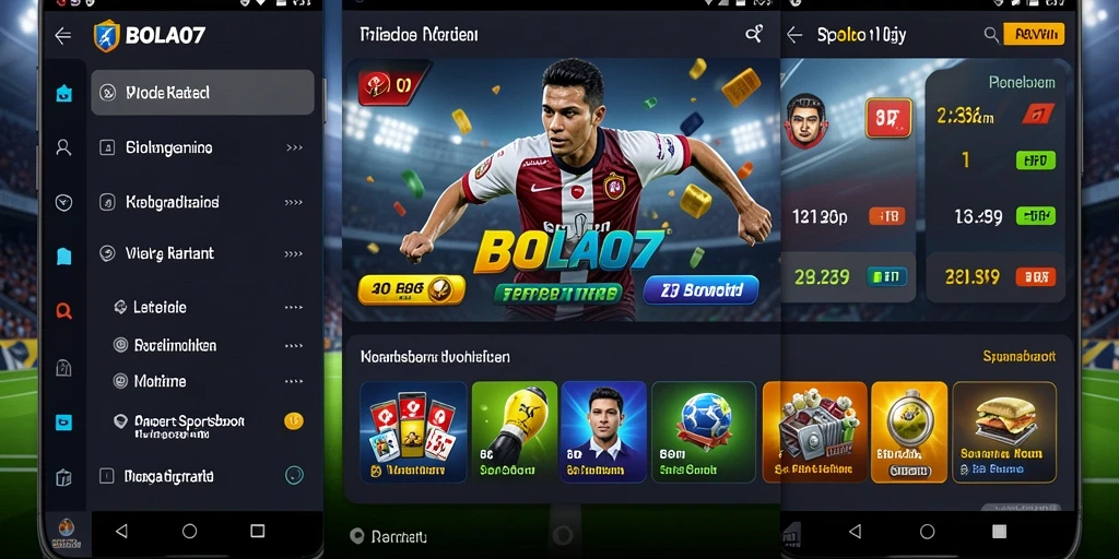 Screenshot utama BOLA07 menampilkan antarmuka taruhan olahraga yang dinamis.