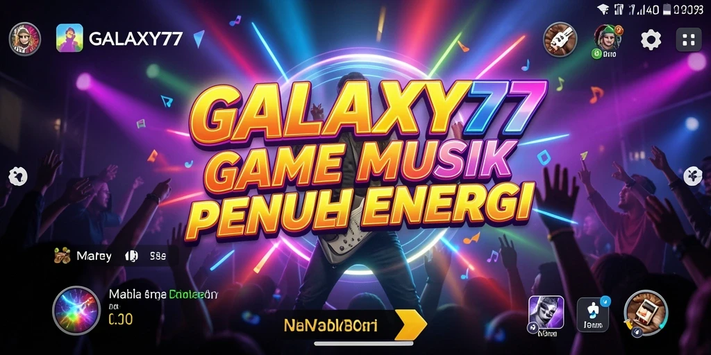 Tampilan seru dari gameplay GALAXY77 yang penuh musik.