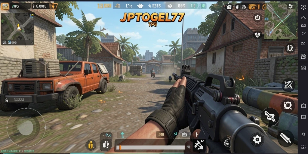 Tampak gameplay mendebarkan dalam JPTOGEL77 dengan aksi tembak-menembak intens.