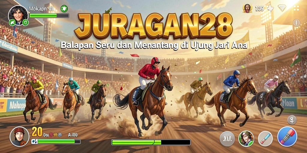 Tangkapan layar menunjukkan momen balapan mendebarkan di JURAGAN28.