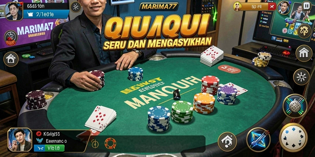 Screenshot gameplay MARIMA77 menampilkan suasana permainan QiuQiu yang menegangkan.