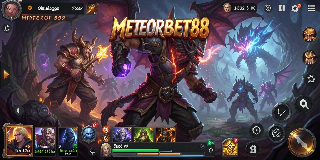 Screenshot gameplay METEORBET88 dengan aksi pertarungan yang mendebarkan.
