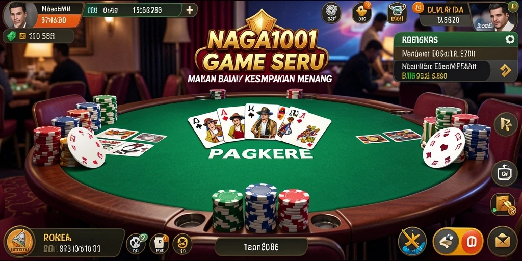 Screenshot NAGA1001 menampilkan pemain bersaing dalam permainan poker.