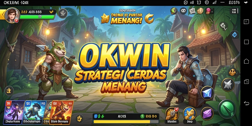 Tangkapan layar OKWIN menampilkan aksi strategi yang mendebarkan dan karakter yang unik.