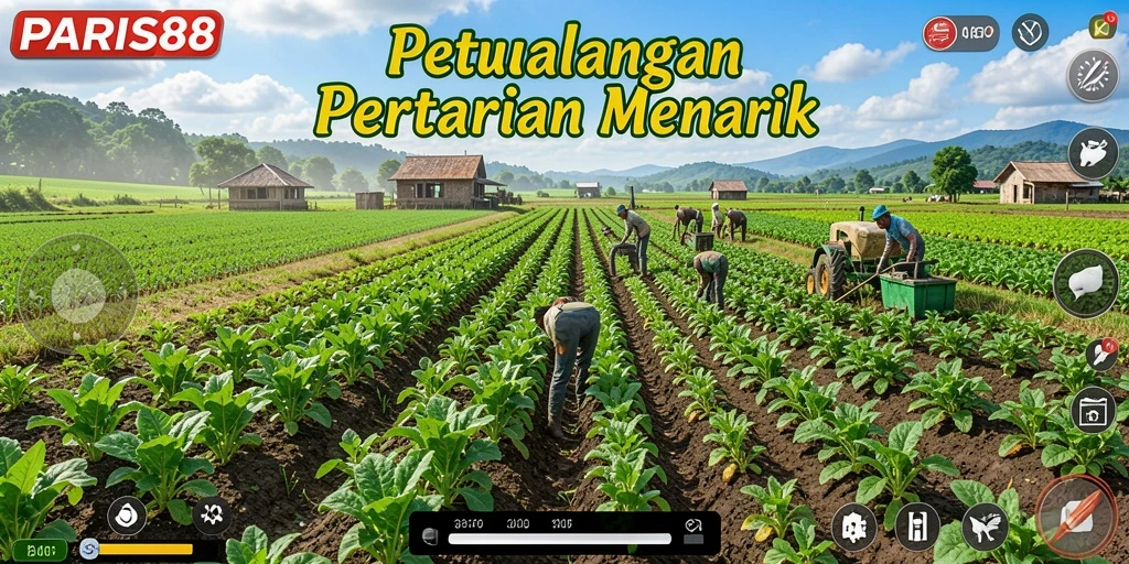Tangkapan layar gameplay <strong>PARI88</strong> dengan pertanian yang berwarna-warni.