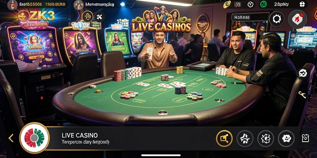 Tampilan gameplay seru ZK3 dengan dealer langsung.